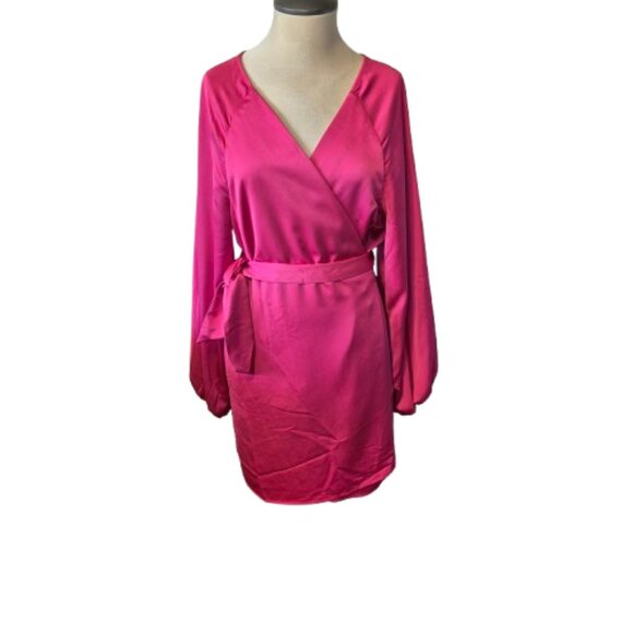 Revolve Friends & Lovers Fuchsia Pink Megan Wrap Dress Size XL - Picture 2 of 11